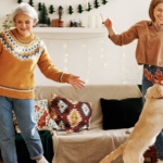 A family having fun together during the Christmas holiday.